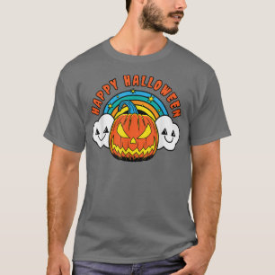 Camiseta Feliz Halloween Pumpkin Preguiçoso Costume Bonito