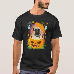 Camiseta Feliz Halloween Pumpkin Pug Dog Witch Cute Ho