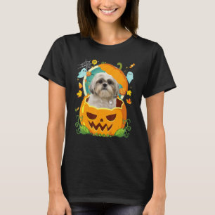 Camiseta Feliz Halloween Pumpkin Shih Tzu Dog Witte Cute Ha