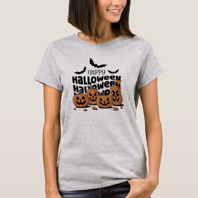 Camiseta Feliz Halloween Pumpkin Squad (Frente)