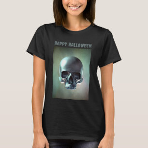 Camiseta Feliz Halloween. Renderização de caveira 3D
