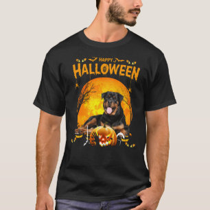 Camiseta Feliz Halloween Rottweiler Cachorros Pumpkin Fatos
