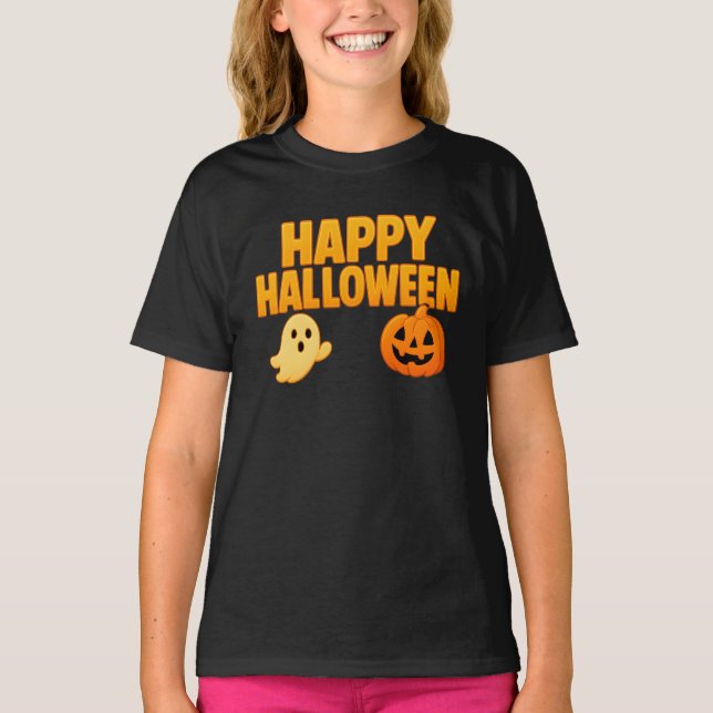 Camiseta Feliz Halloween Roupas Simples Unisex Minimalista (Frente)