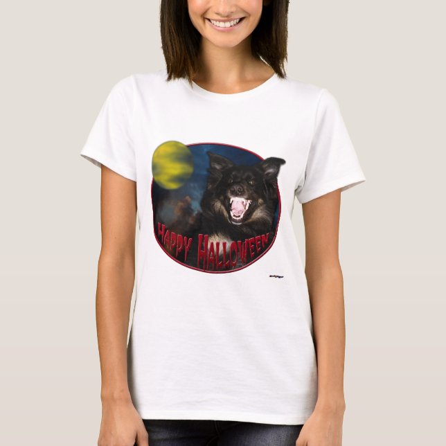 Camiseta Feliz Halloween Scary Wolf (Frente)