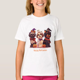 Camiseta Feliz Halloween Shih Tzu Dogs