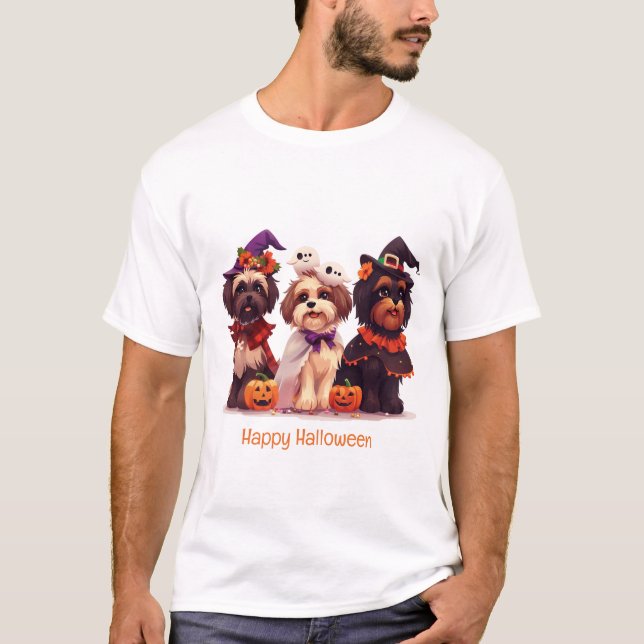 Camiseta Feliz Halloween Shih Tzu Dogs (Frente)