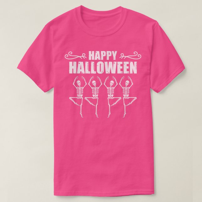 Camiseta Feliz Halloween Skeleton Ballerina Costume  (Frente do Design)