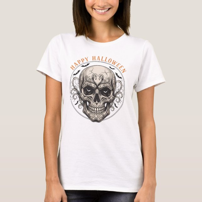 Camiseta Feliz Halloween Skull (Frente)