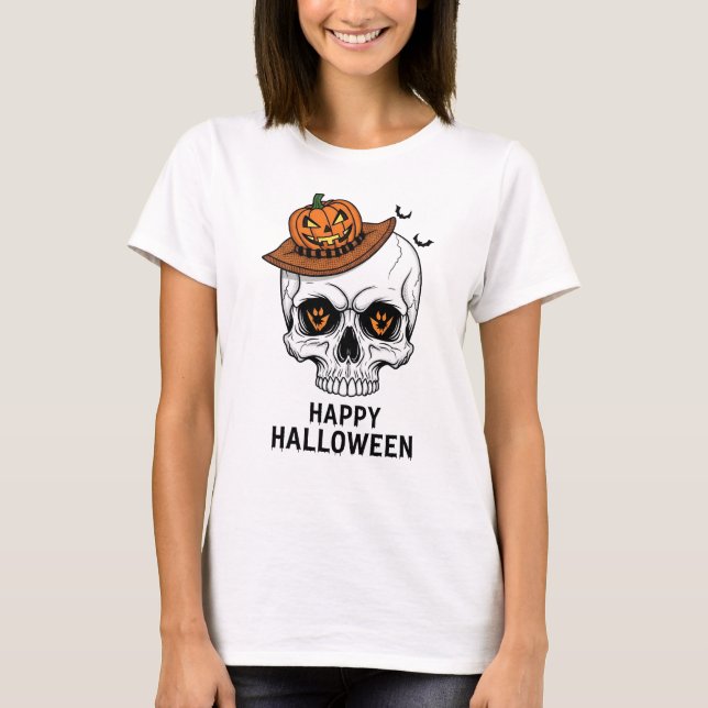 Camiseta Feliz Halloween Skull (Frente)