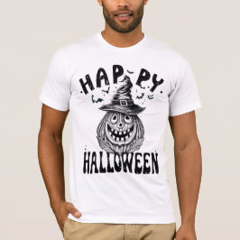 Camiseta Feliz Halloween, Spooky abóbora vestindo chapéu