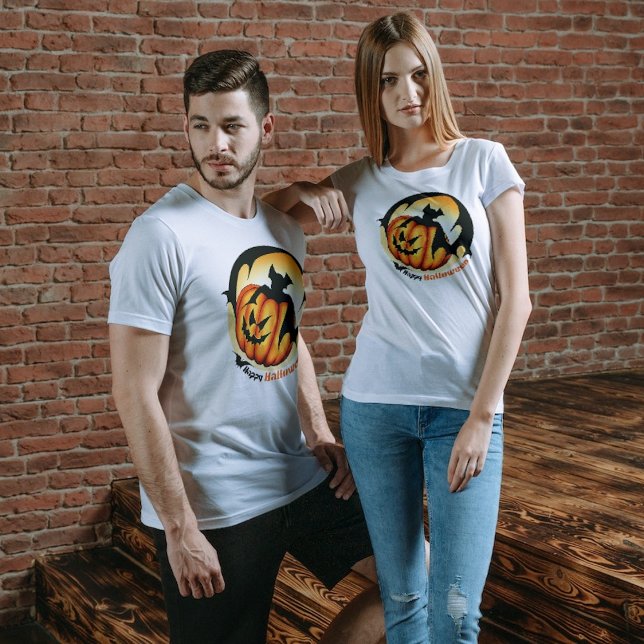 Camiseta Feliz Halloween Spooky Assustador Pumpkin Bat (Criador carregado)