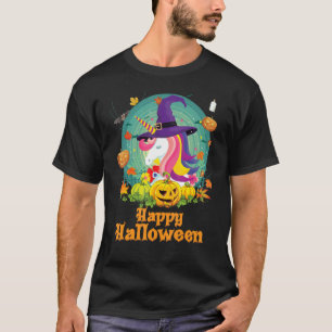 Camiseta Feliz Halloween Unicorn Dog Pumpkin Witch Ghost Cu