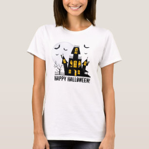 Camiseta Feliz Halloween Voando Bats Spooky Casa Assombrada