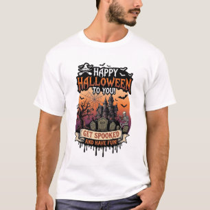 Camiseta Feliz Halloween Você Casa Assombrada Esqueleto Mor