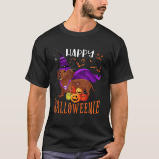 Camiseta Feliz Halloween Weenie Dachshund Dog Wity Scary P