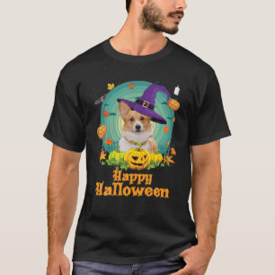 Camiseta Feliz Halloween Welsh Corgi Dog Witch Pumpkin Ghos