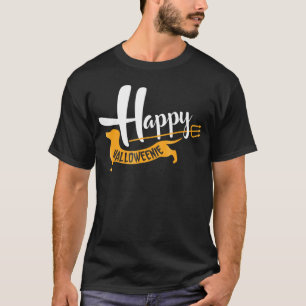 Camiseta Feliz Halloweenie - Dia das Bruxas de Dachshund
