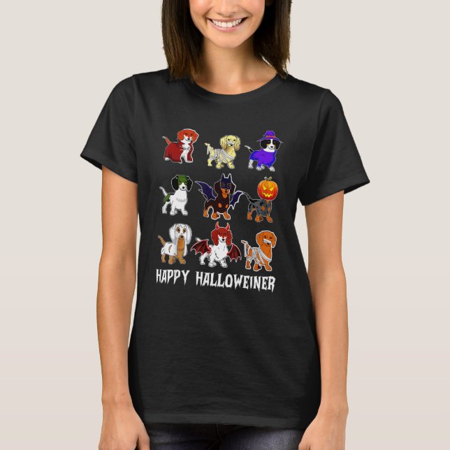 Camiseta Feliz Halloweiner Dachshund Dogs Feliz Halloween C (Frente)