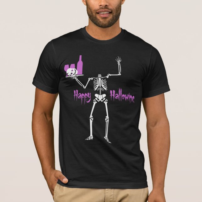 Camiseta Feliz Hallowine Esqueleto Sem Cabeça (Frente)