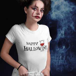 Camiseta Feliz Hallowine Trocadilho de Halloween