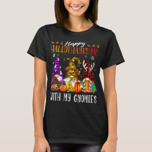 Camiseta Feliz Hallowthanksmas Com Meus Gnomos Engraçados G