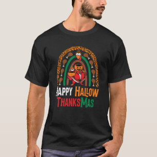 Camiseta Feliz Hallowthanksmas Lepard Rainbow Pl Natal