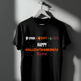 Camiseta Feliz Hallowthanksmas Spook Comer Feriado de Prese