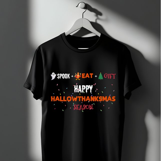 Camiseta Feliz Hallowthanksmas Spook Comer Feriado de Prese (Criador carregado)