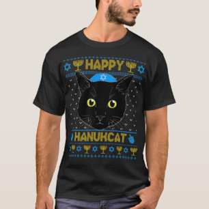 Camiseta Feliz Hanukcat Ugly Hanukkah Sweater Cat Chanukah