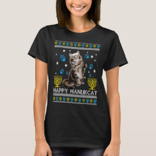 Camiseta Feliz Hanukcat Ugly Hanukkah Sweater Maine Coon Ca