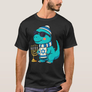 Camiseta Feliz Hanukkah 2025 Menorá Judaica T-Rex Dinossaur