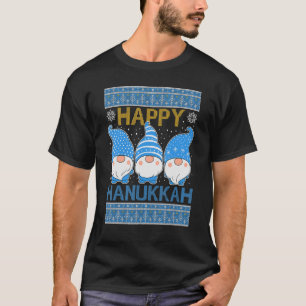 Camiseta Feliz Hanukkah Camisola Feia de Gnomos do Hanukkah
