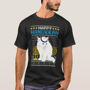 Camiseta Feliz Hanukkah Cat Feriado Judeu Ugly Hanukkah Ch