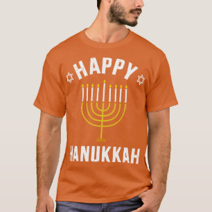 Camiseta Feliz Hanukkah com menorah para o natal judeu
