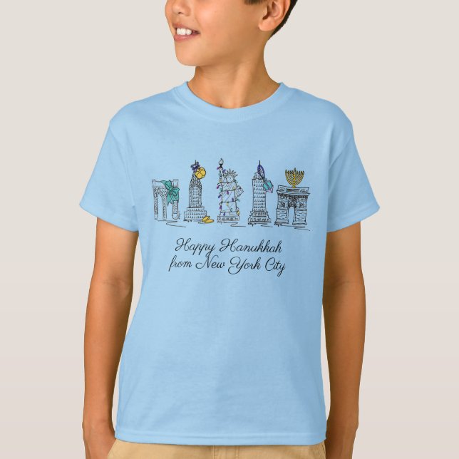 Camiseta Feliz Hanukkah da Nova Iorque NYC Chanukah (Frente)