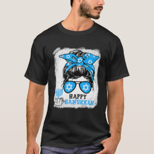 Camiseta Feliz Hanukkah Days Mensagem Cabelo de Arma Engra