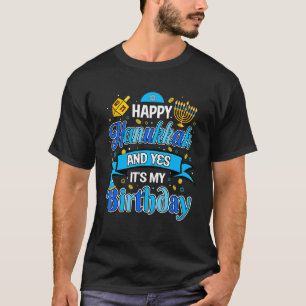 Camiseta Feliz Hanukkah e Sim É o meu aniversário Judeu Men