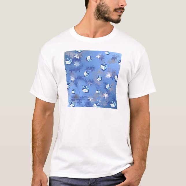 Camiseta Feliz Hanukkah Falling Star e Dreidels (Frente)