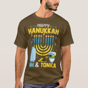 Camiseta Feliz Hanukkah Gin e Tonica Challah Dias Judeus