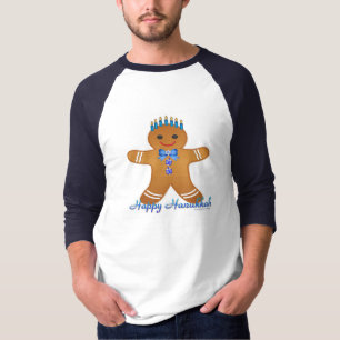 Camiseta Feliz Hanukkah Gingerpão Homem Menorah