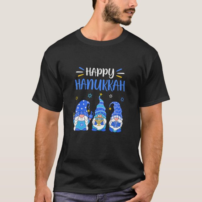Camiseta Feliz Hanukkah Gnome Menorah Dreidel Christmas Xma (Frente)