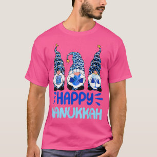 Camiseta Feliz Hanukkah Gnomos judeu Menorah Chrismukkah P