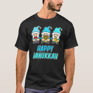 Camiseta Feliz Hanukkah Gnomos Judeus Homens da Família Jud