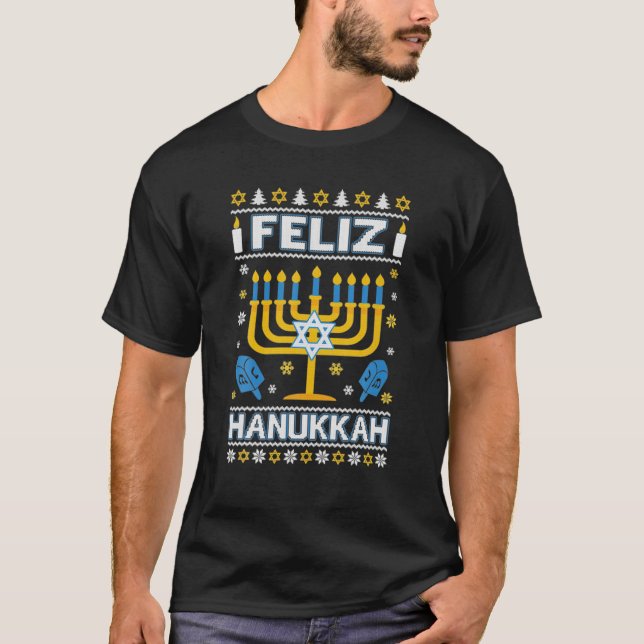 Camiseta Feliz Hanukkah Happy Chanukah Encantado Judeu Meno (Frente)