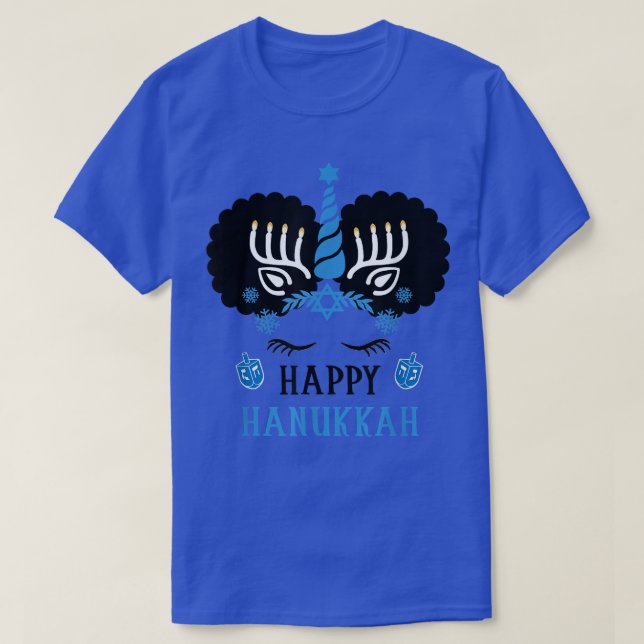 Camiseta Feliz Hanukkah Jewnicorn Feliz Natal Chanukah (Frente do Design)