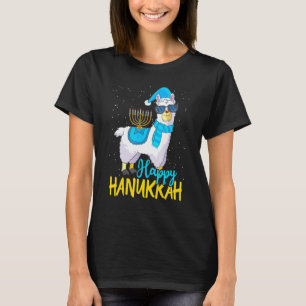 Camiseta Feliz Hanukkah Lhama Alpaca Fofo Chanukah