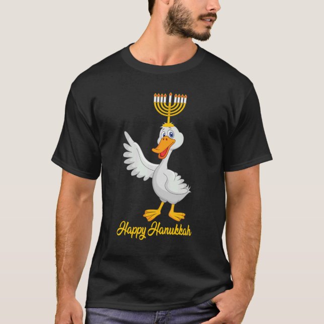 Camiseta Feliz Hanukkah Menorah Duck Boys Teens (Frente)