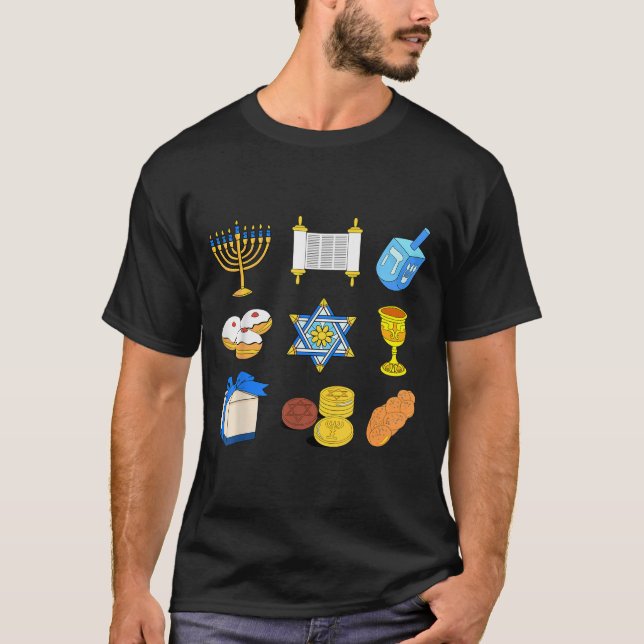 Camiseta Feliz Hanukkah Menorah Família Judaica do Natal (Frente)