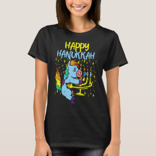 Camiseta Feliz Hanukkah Menorah Unicorn Hug Cute Chanukah P