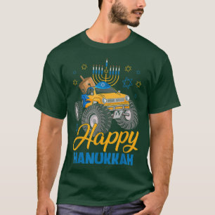 Camiseta Feliz Hanukkah Monster Truck Judeus Crianças Hanuk